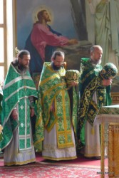 У день Святого Духа керуючий Бориспільською єпархією звершив Божественну літургію в Свято-Троїцькому храмі м. Бровари